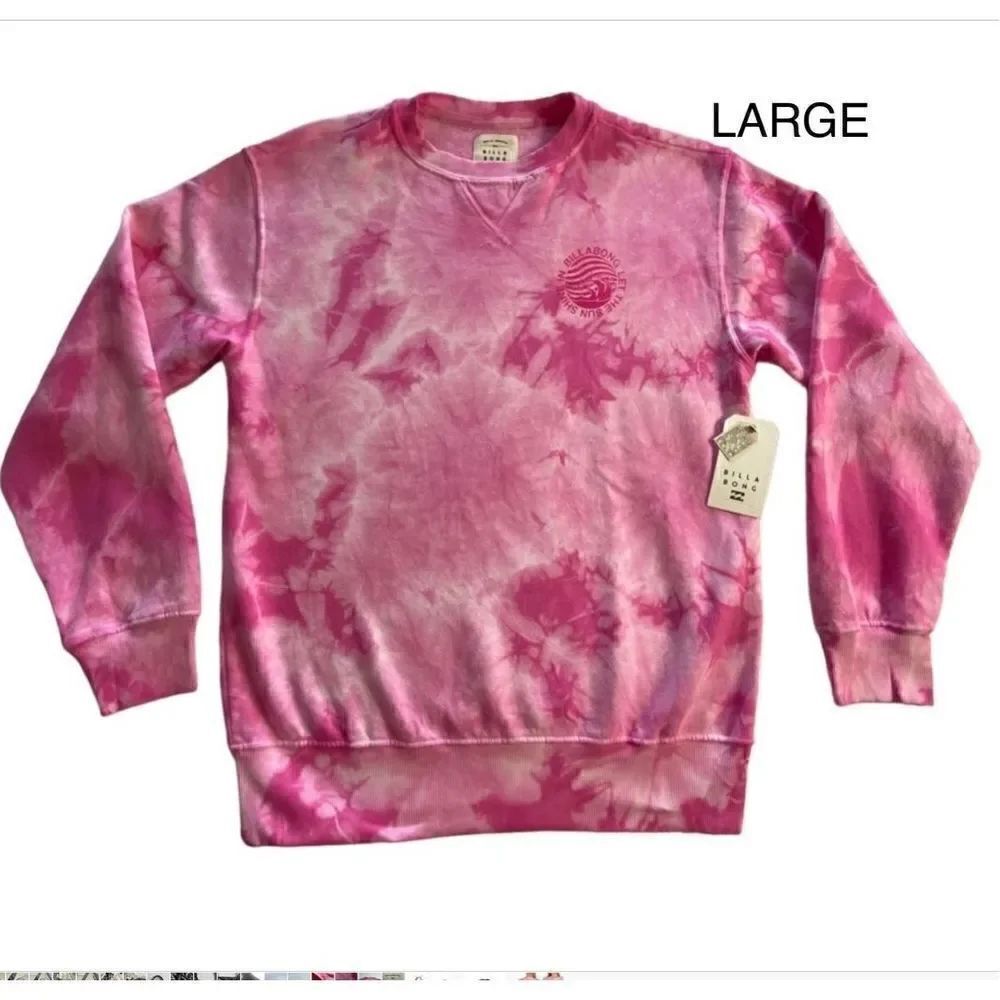 BILLABONG JUNIOR LARGE “Let The Sunshine In” Long Sleeve Pink Tie Dye Sweatshirt